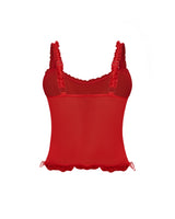 LOVE ME NOT SCALLOPED MESH TOP (CHERRY)