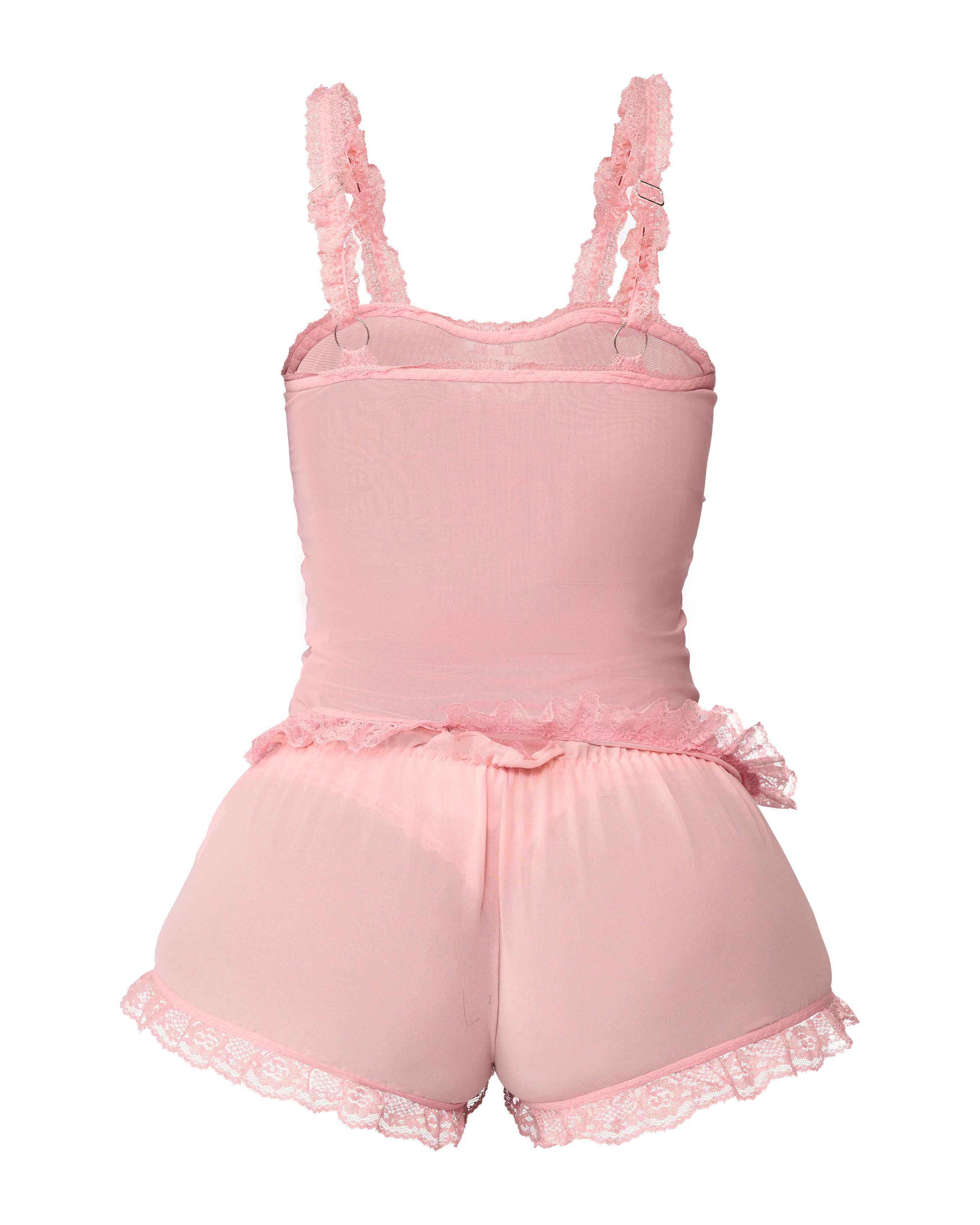 LOVE ME NOT SCALLOPED MESH SHORTS (BABY PINK)