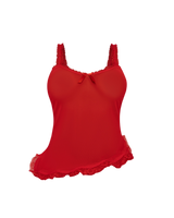 LOVE ME NOT SCALLOPED MESH TOP (CHERRY)