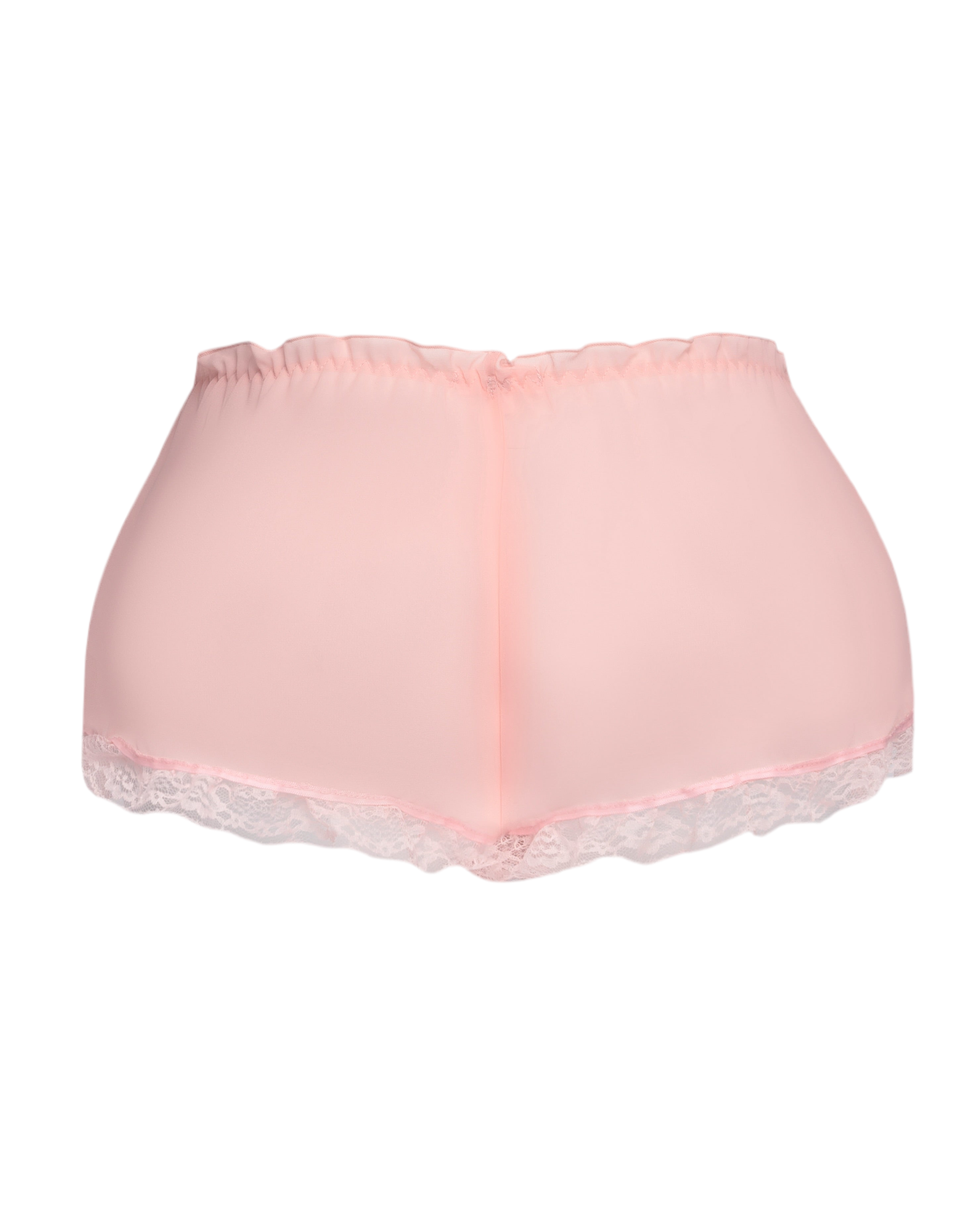 LOVE ME NOT SCALLOPED MESH SHORTS (BABY PINK)