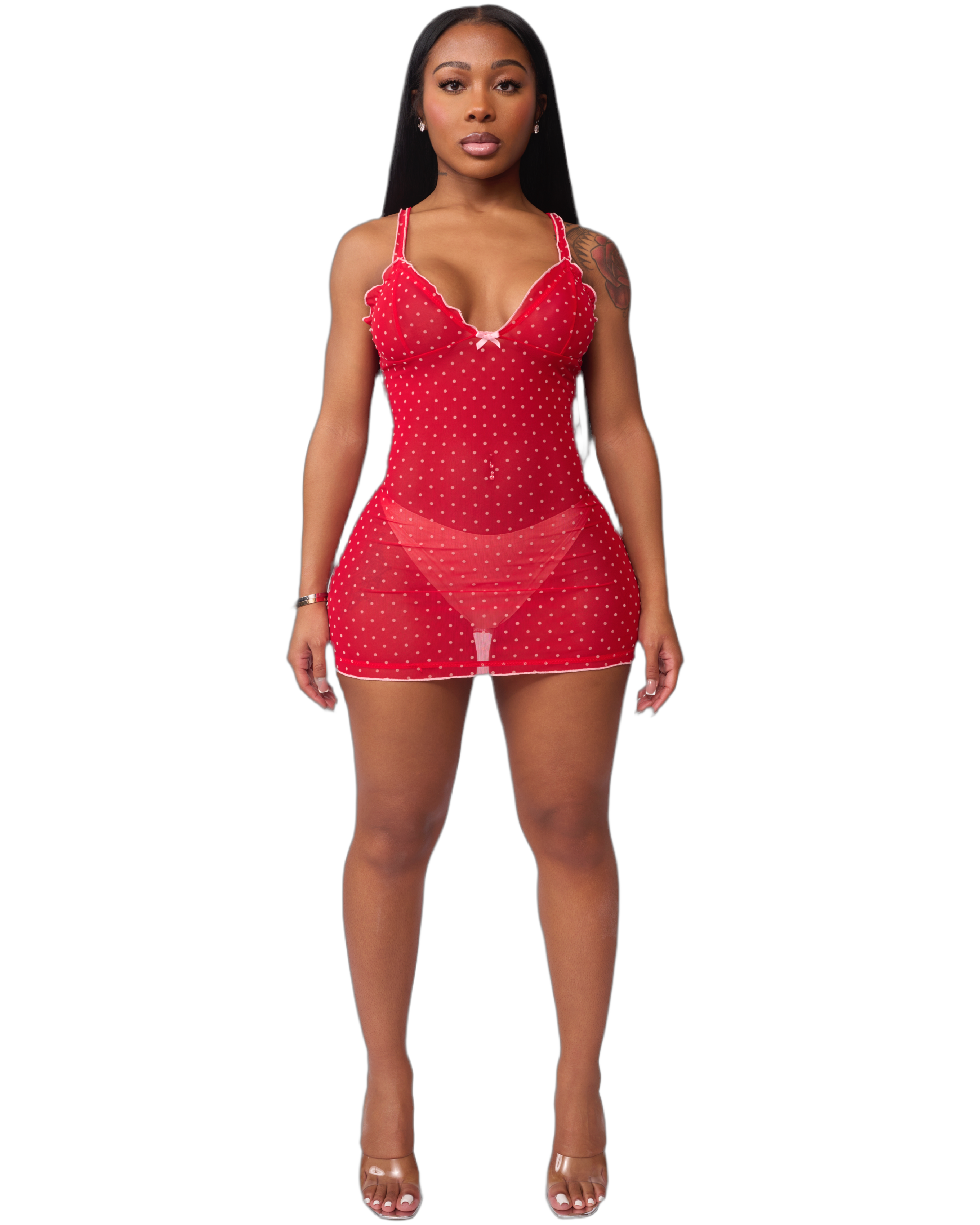 BUSTIER NIGHT CAP MINI DRESS (CHERRY)