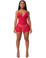 BUSTIER NIGHT CAP MINI DRESS (CHERRY)